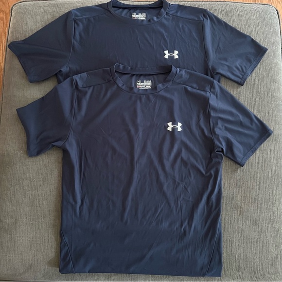 2 Mens UNDER ARMOUR HeatGear Compression Short Sleeve Shirt Navy Blue Size XXL - Picture 1 of 11